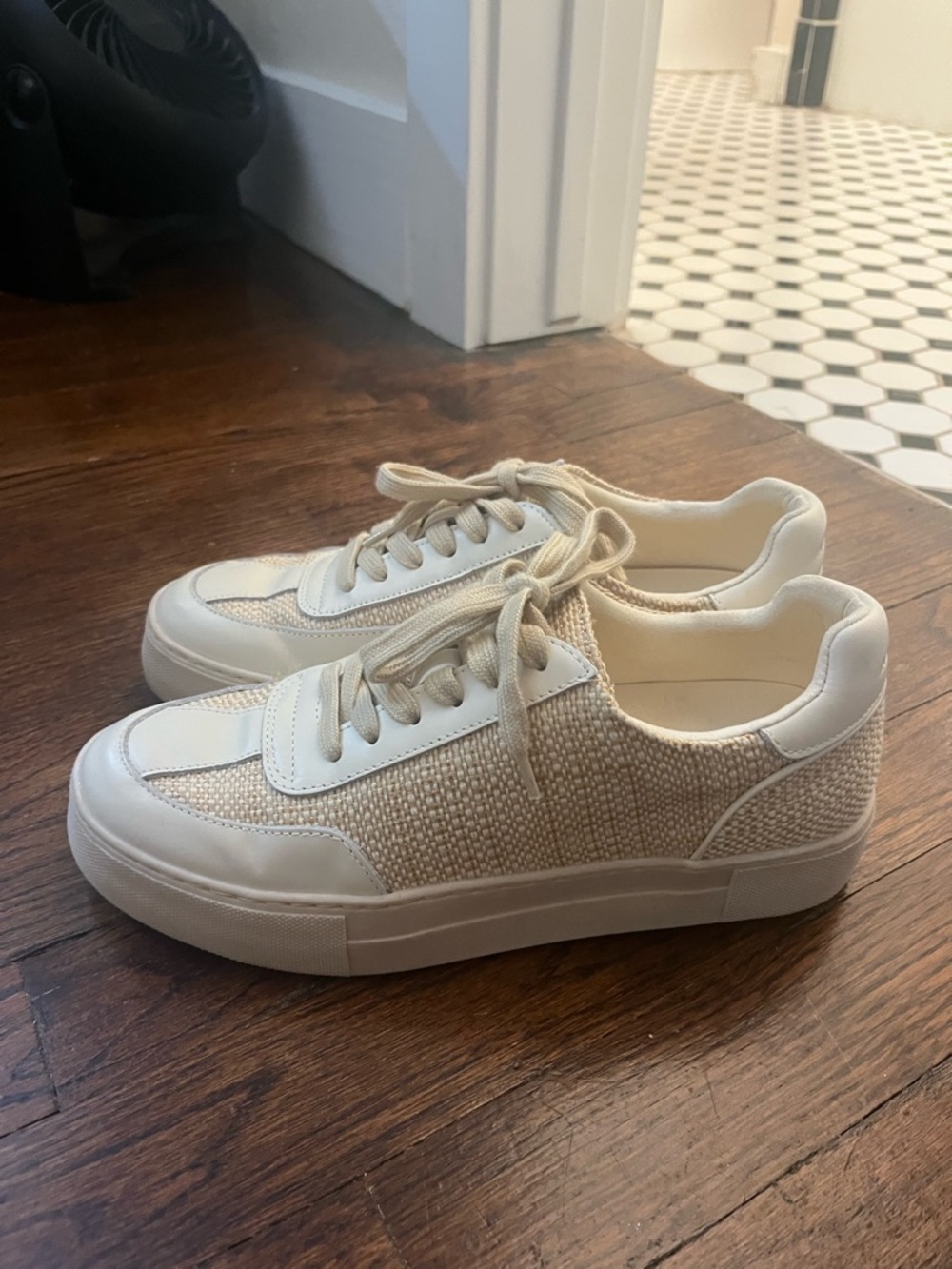 AEROSOLES Cream Woven Lace-Up Sneakers